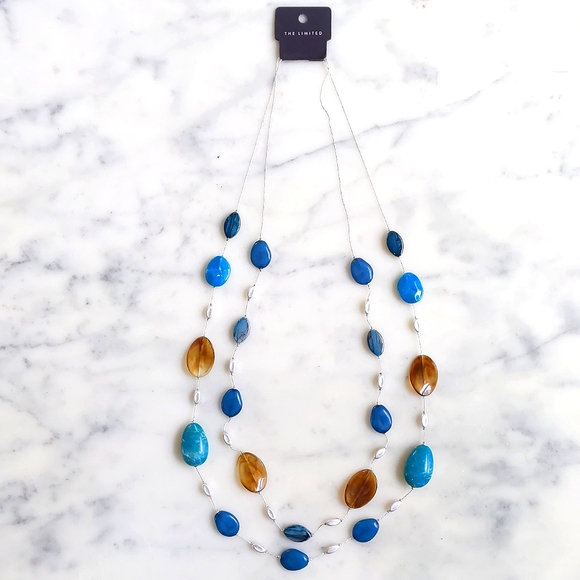 NWT. The Limited Two Strands Multiple Shapes/Colors/Materials Chained Necklace. - Picture 3 of 4